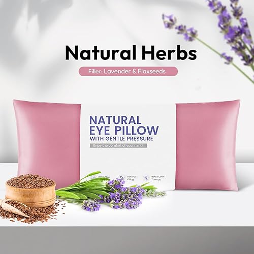 Miniatura 8 de Almohadas de ojos de lavanda con peso para yoga, relajación, almohada natural para microondas con funda lavable calentada para meditación, dormir,