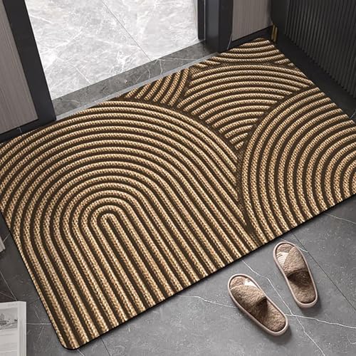 Alfombra de Entrada Semi -círculo sin círculo de Alta Lavado: Puertas Exteriores inmóviles para Interior, Dormitorio, Cocina, corredorBrass,80 * 120cm