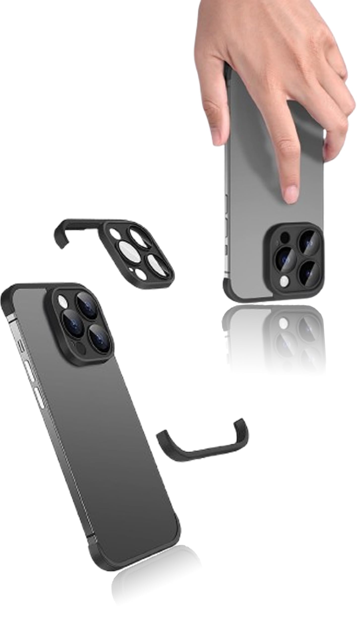 Sweet seven Case for iPhone 15 Pro Max- Borderless Design, Camera Lens Protection, Thin & Lightweight, Soft Silicone Frame, Shockproof Bumper Cover - 6.7 inch, Black