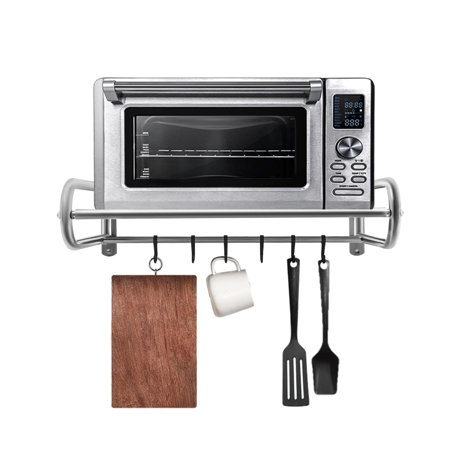 Mejiaren Stainless Steel Microwave Shelf, Kitchen Storage Rack, Wall Mounted Bracket, Maximum Load Capacity 30kg, Suitable for Kitchens, Living Rooms and Bathrooms