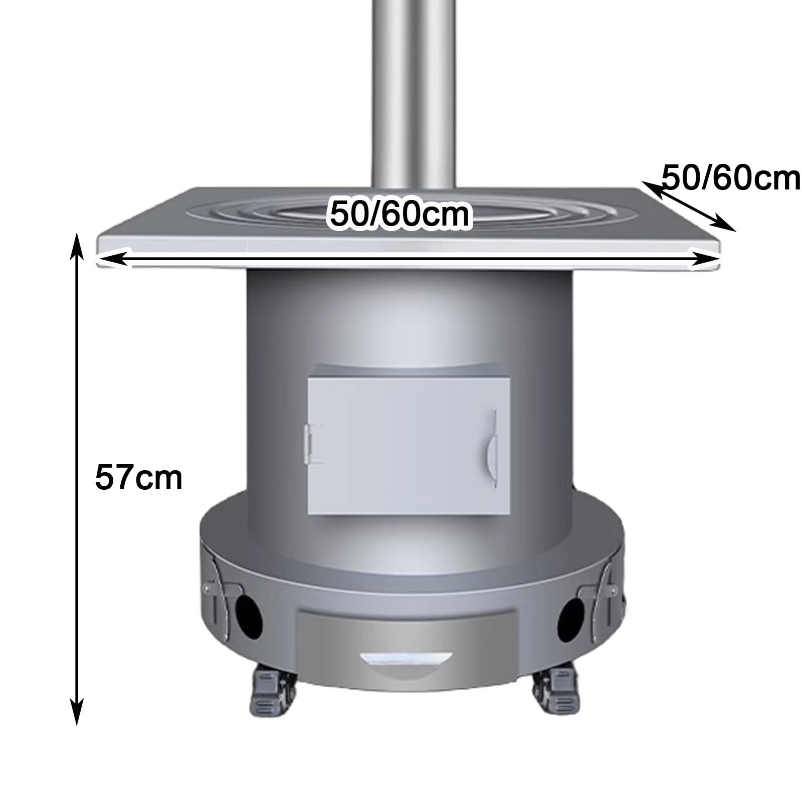 Stufa a Legna con Forno e Canna Fumaria Stufe a Legna da Interno con Ruote Fornello da Campeggio per Tendas per Riscaldamento, Cucina e Campeggio(50 * 50 * 57cm)