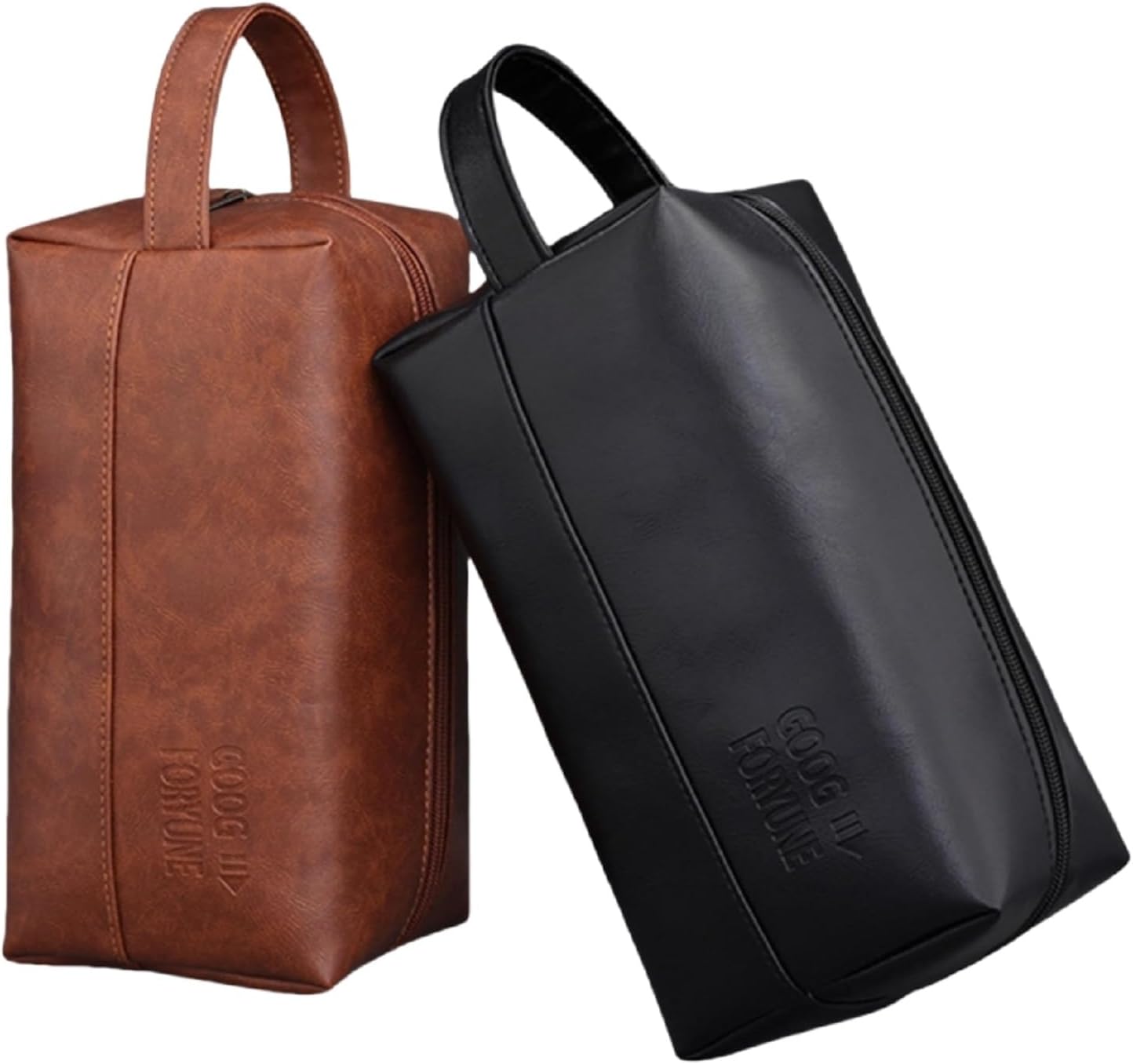 PU Toiletry Bag For Men Travel Portable Organizer Hanging Kit Water Resistant Shaving Bag Cosmetic Pouch For Traveling(Brown)