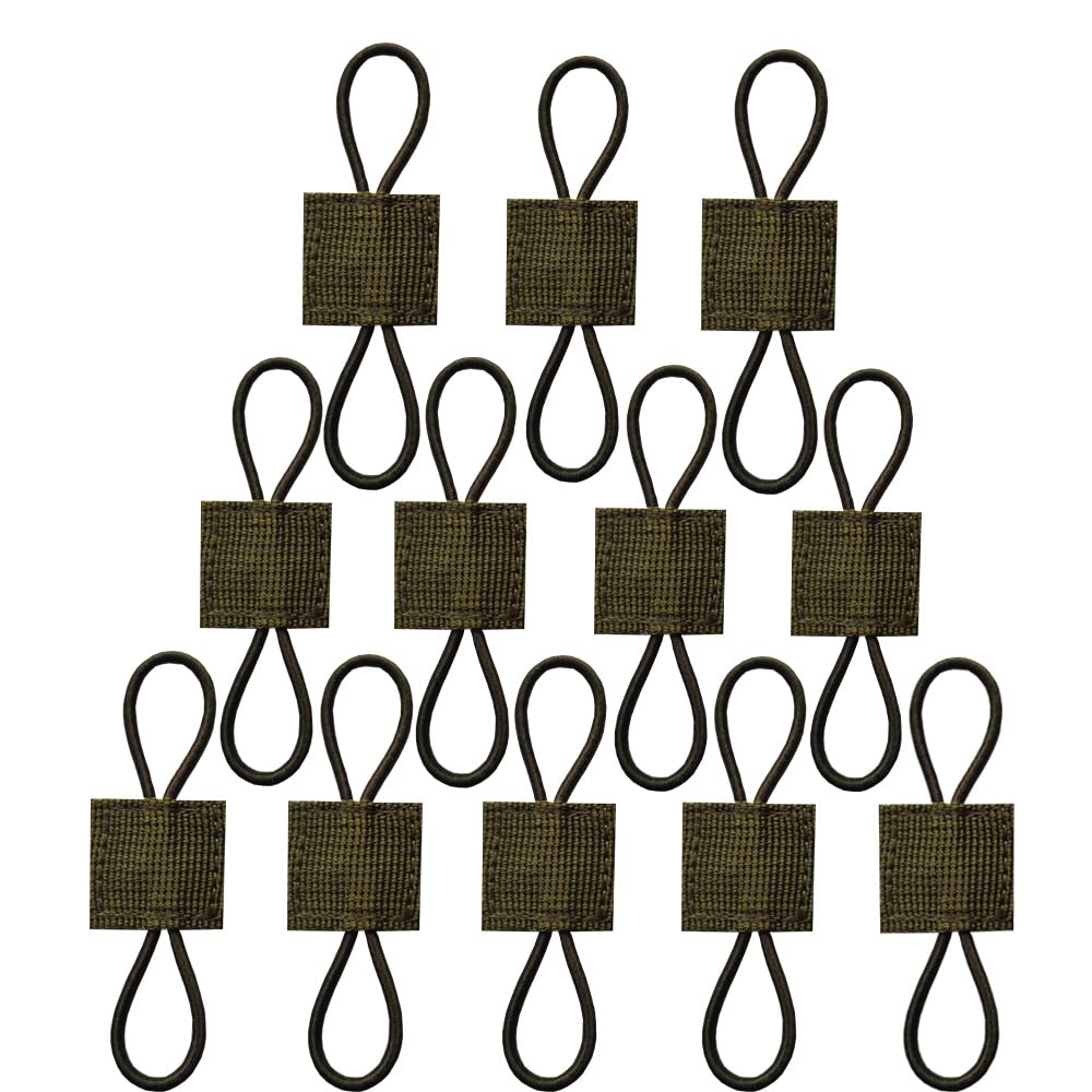 HDHYK Pack of 12 Tactical Binding Retainer, Tactical Gear Holder Clip MOLLE Webbing Retainer Elastic Binding Ribbon Buckle for Tactical Vests Backpacks Bags or Molle Bags (Army Green)
