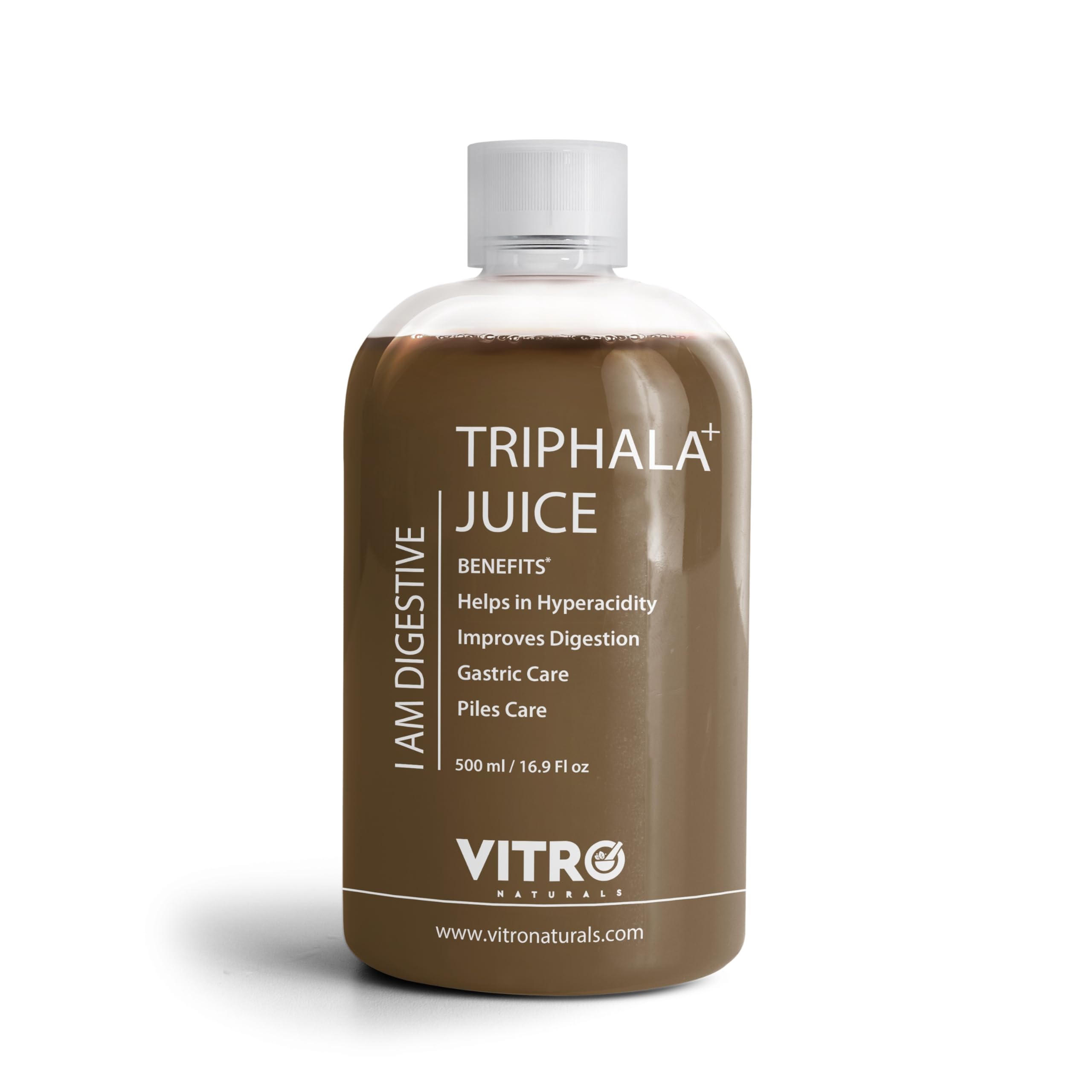 Vitro Triphala+ Juice 500ml | Enhanced Triphala for Constipation Relief & Digestion | with 8 Herbal Juices Amla, Baheda, Harad, Senna & 5 More Herbs