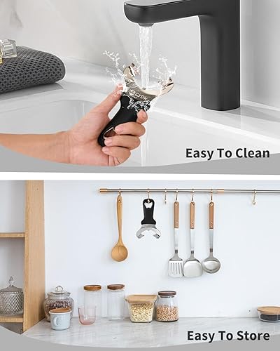 Miniatura 8 de CYDW Herramienta para abridor de tarros Mason con mango suave al tacto, sin abolladuras ni daños en la tapa, abrelatas manual multiusos, removedor