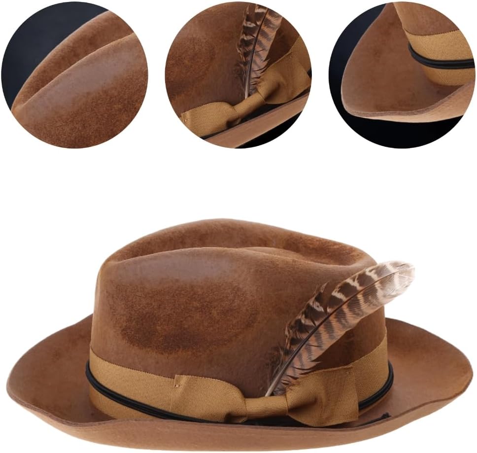 Elegant British Style Felt Trilby Hat Ladies Carnivals Festival Distressed Hat with Fedoras Cap for Gentlemen
