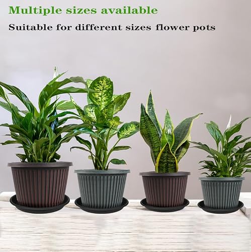 Grjoprt 6 Pack Plant Saucers for Indoors, 4 5 6 7 8 9 10 11 12 13 15 17 19 inch Plant Water Catcher Tray, Heavy Sturdy Plant Drainage Tray for Indoors, Flower Saucers for Nursery Pots (5\", Black) - Thumbnail 4
