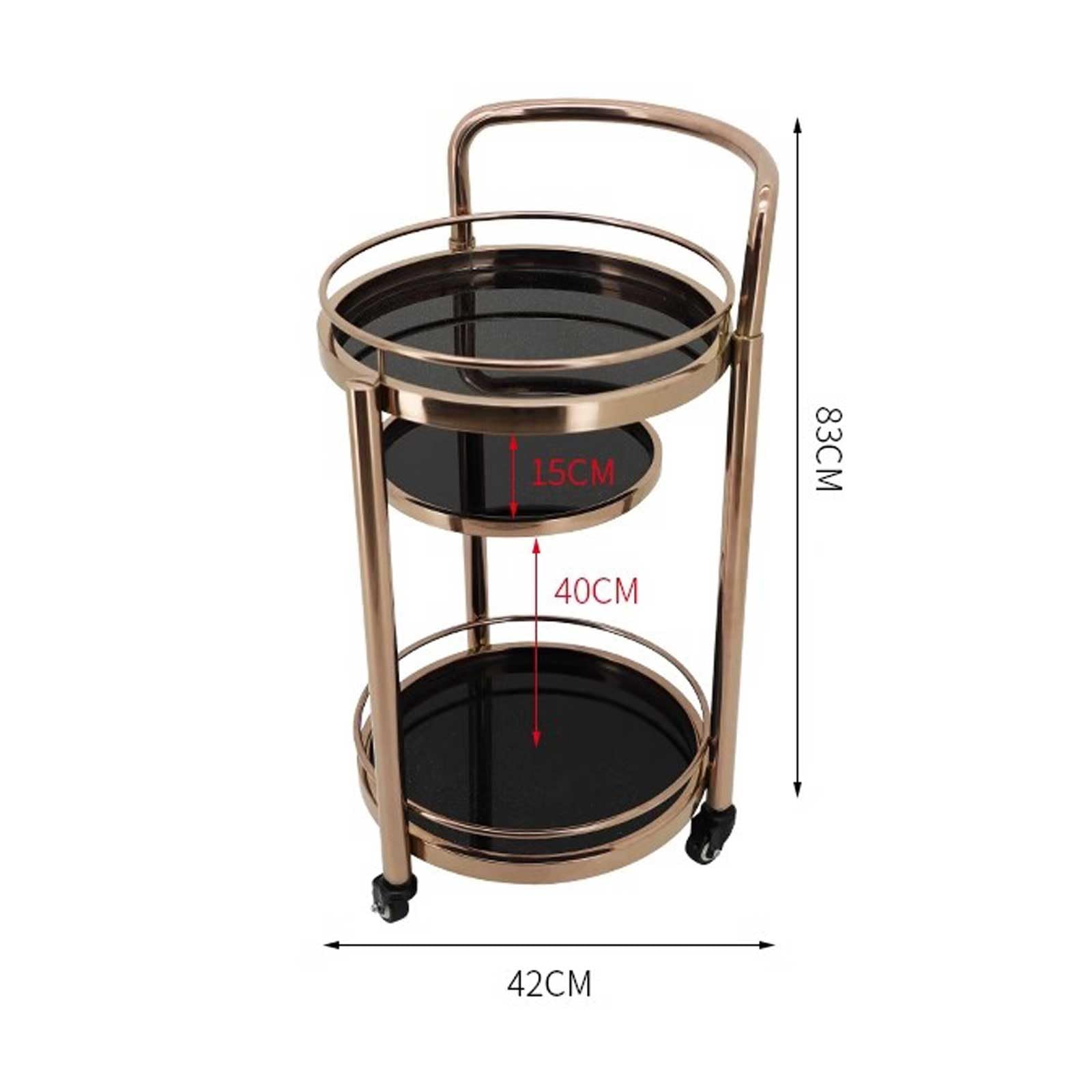 Carrelli di servizio Carrello da bar rotondo in metallo a 3 livelli Mini carrello con rotelle Vassoio a più for organizer tavolo , scaffale cucina di casa, 16,5x ,5 X 32,6 pollici Organizzazione(Gold)