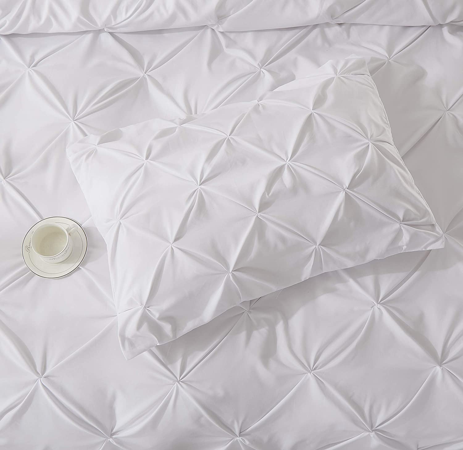 California Bedding Pinch Plated/Pintuck Pillow Cover Sham White Solid/Plain Set of 2 Luxuries Decorative 800 TC Long-Staple Egyptian Cotton King/Cal-King 20x40 Size, Soft Egyptian Cotton