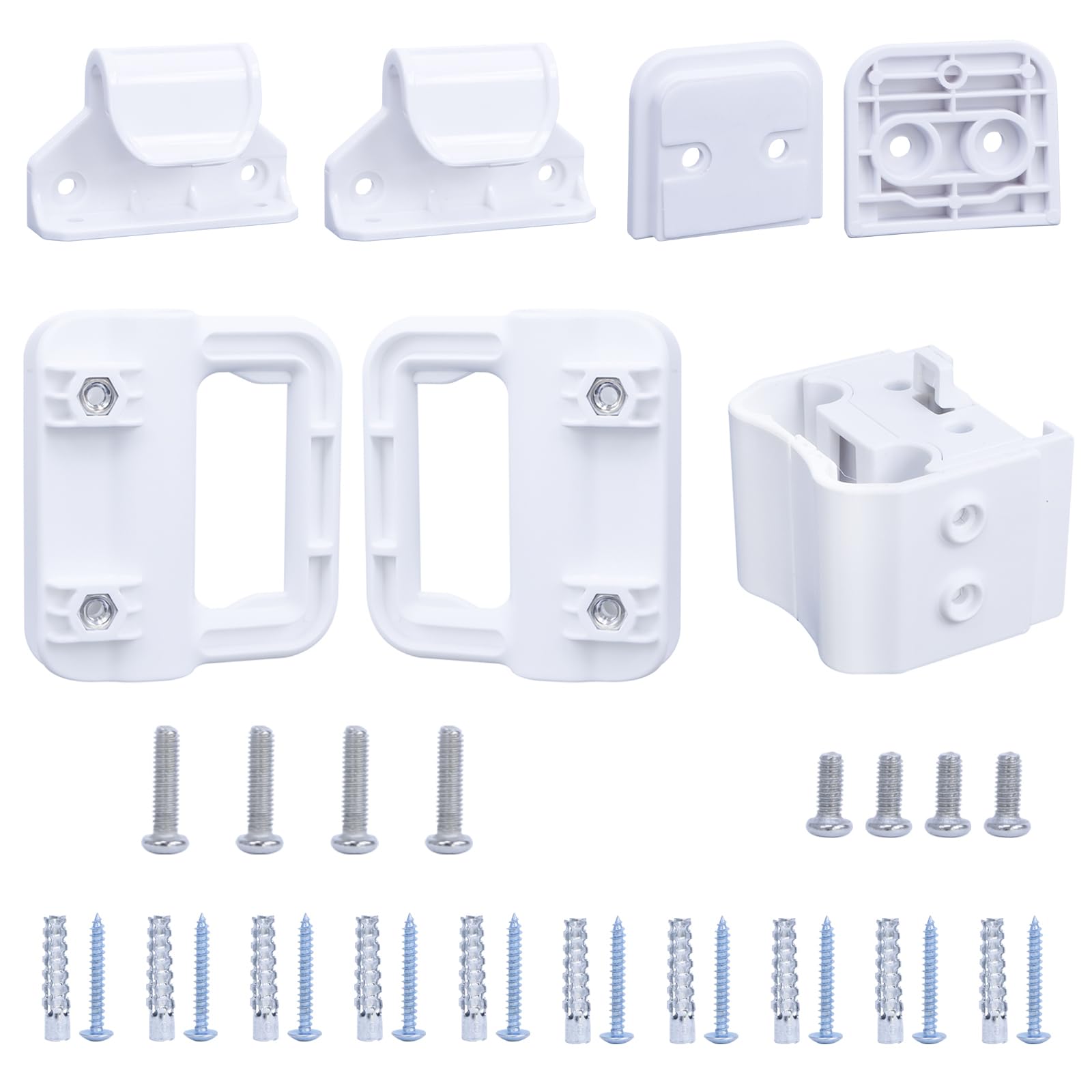 Retractable Baby Gate Replacement Parts Kit New Upgrade Retractable Dog Gate Replacement Hardware Mesh Pet Gate Full Set Wall Mounting Accessories with Brackets Latches Anchors and Screws, White