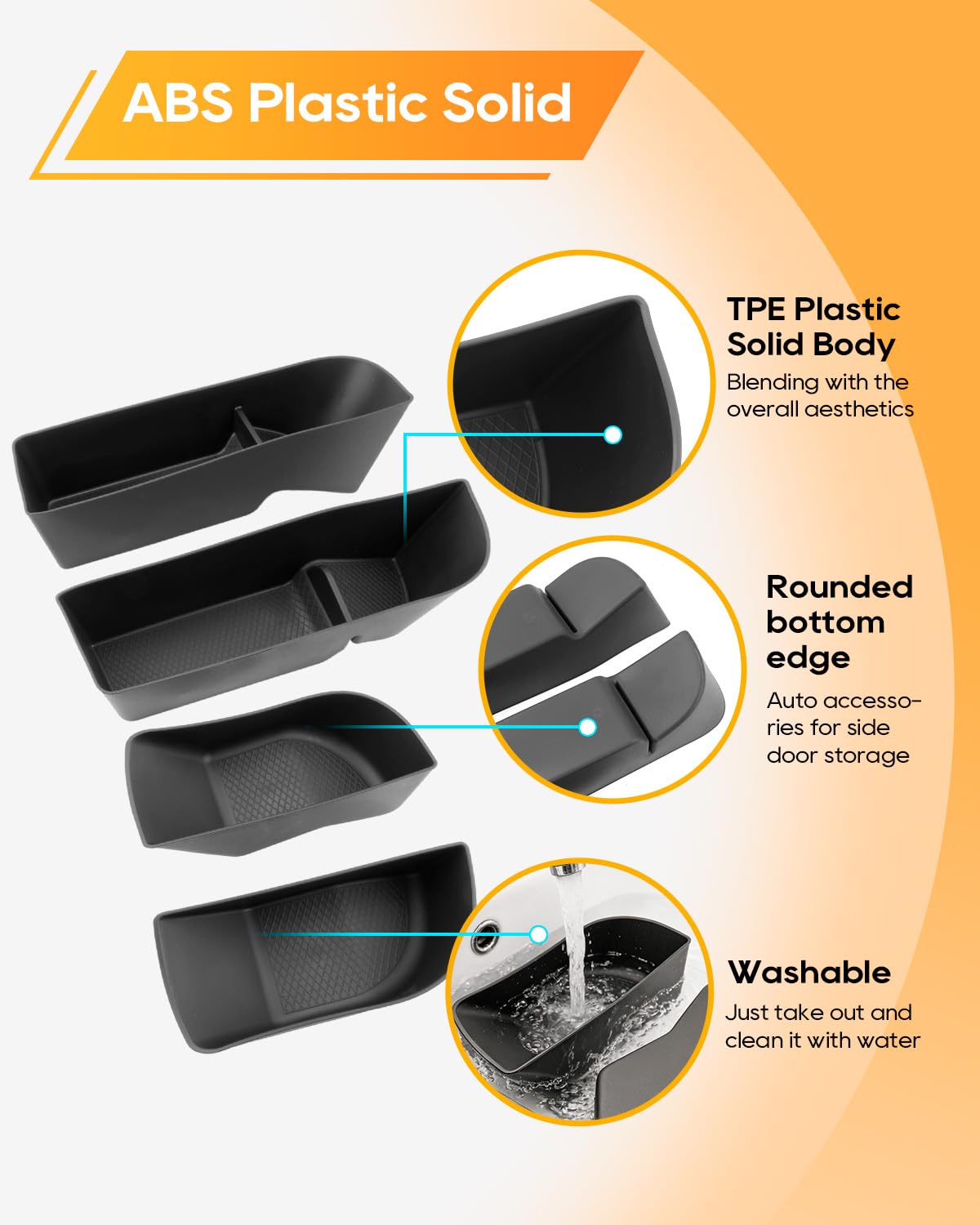 YEE PIN [4 piezas] Caja de almacenamiento para bolsillos laterales de puerta para Xpeng G9 EV 2024-2026, bolsillo para puerta delantera y trasera, para Xpeng G9 EV accesorios Organizador interior de