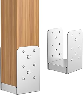 Post Base 4"x4" （Internal 3.5 x 3.5"）Post Anchor 2pcs Adjustable Post Base Stainless Steel Concrete Post Anchor for Pavilion Deck Railing Support Decorative Anchor Plate