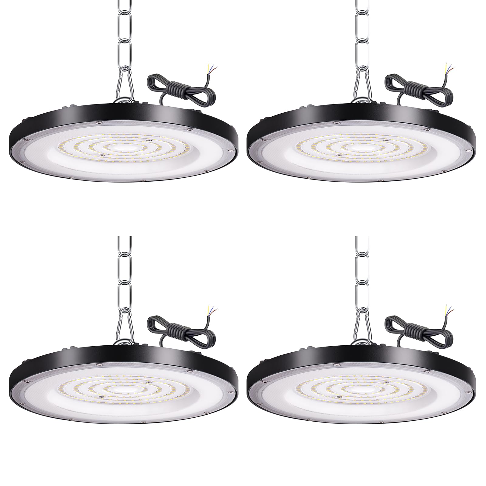 100 W UFO przemysłowy reflektor LED, oświetlenie warsztatowe High Bay 10000 LM Lampa przemysłowa LED żyrandol wewnętrzny, lampa projektora halowego (4 szt., B-100W)
