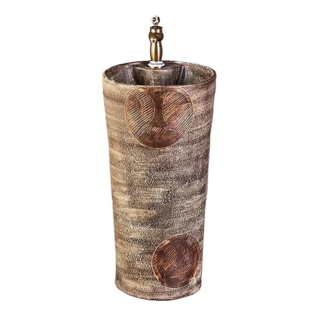 Kunyos A Bathroom Sink Garden Floor-Standing Washbasin Outdoor Bathroom Pedestal Basin Home Balcony Washbasin Bathroom Vanity