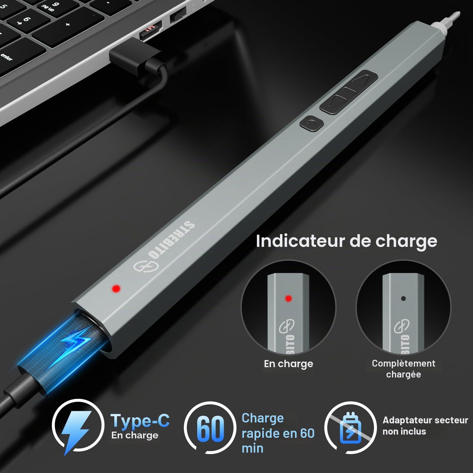 STREBITO Tournevis Électrique Mini, Kit Précision 144 Pièces Électrique, Tournevis Sans Fil Rechargeable, Kit Outil de Réparation Électronique pour PC, Ordinateur, Portable, Téléphone, Drone RC