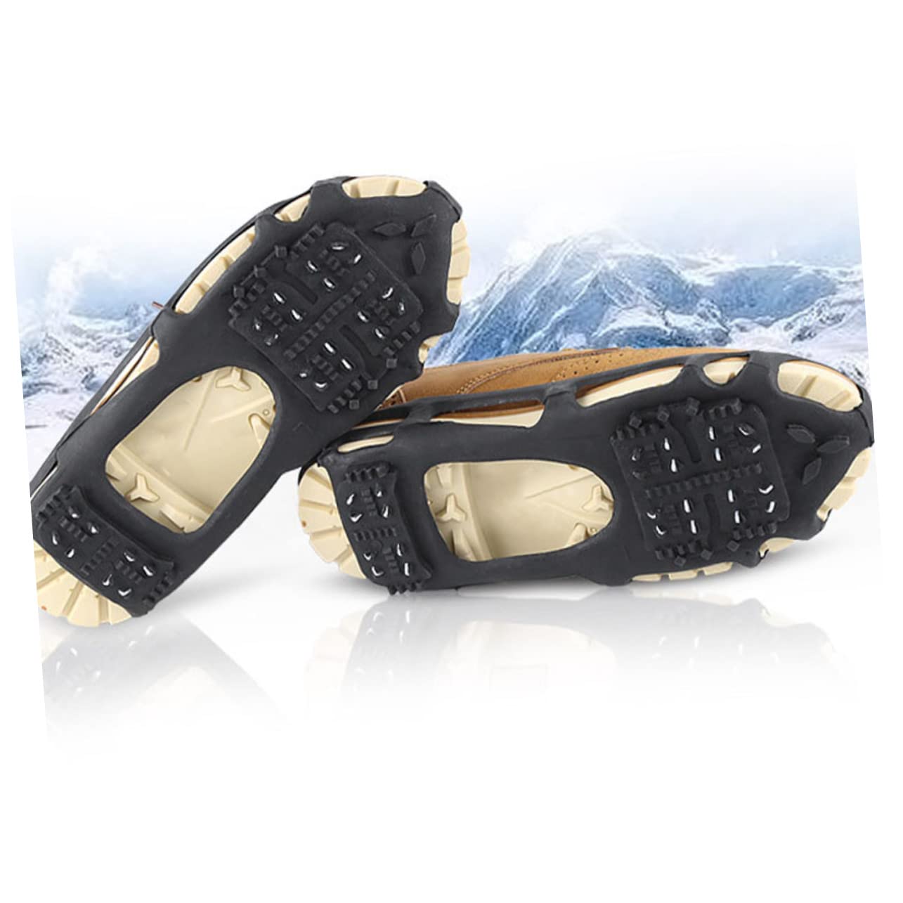 TOGEVAL 1set Tooth Anti-Slip Ice Grippers for Shoes Durable Tep Material Mountaineering and Hiking Traction Cleats Lightweight Portable Design for Snow and ICY Conditions Excellent Grip