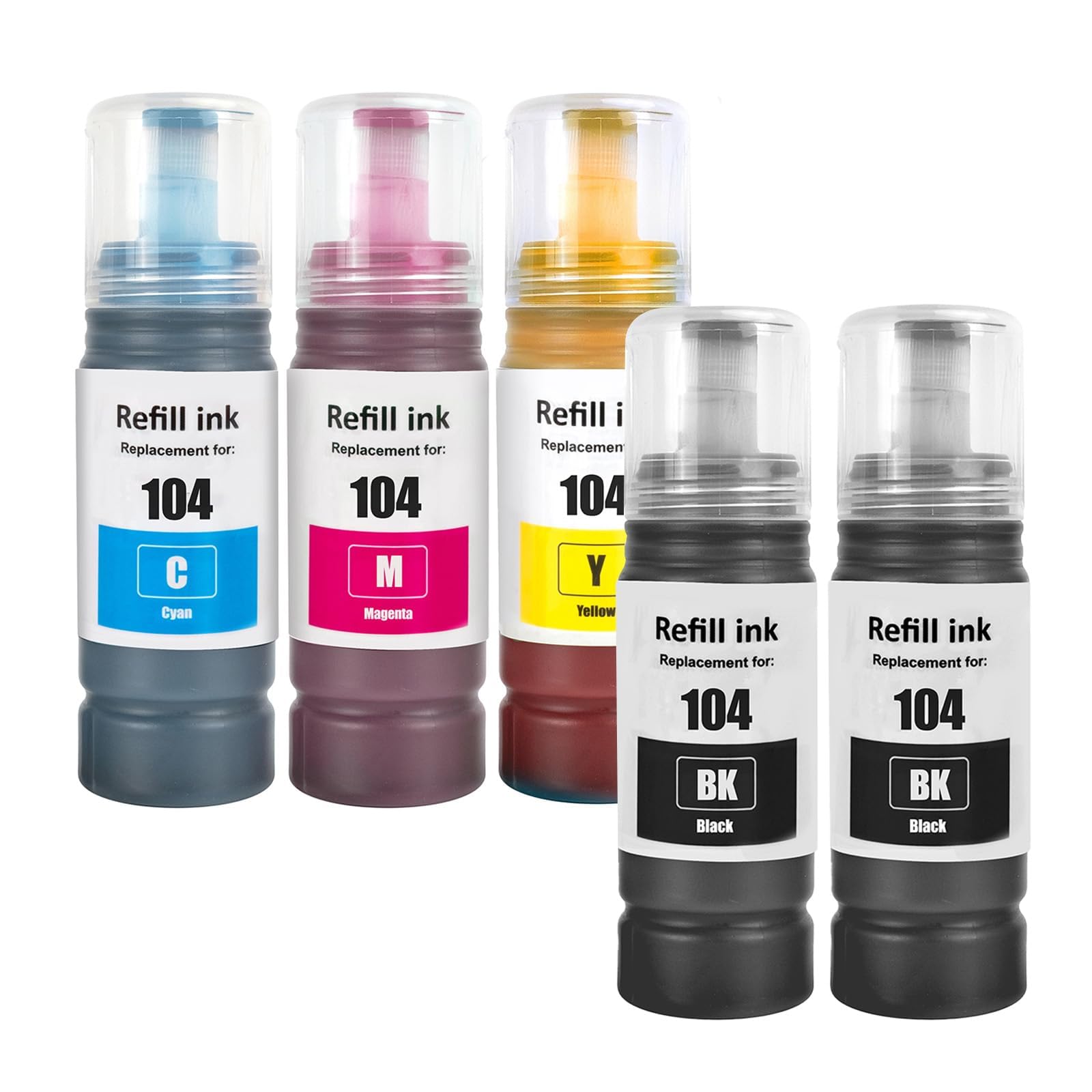 LAIPENG 104 Inchiostro Compatibile con Epson 104 per ET-2710 ET-2711 ET-2712 ET-2714 ET-2715 ET-2720 ET-2721 ET-2726 ET-2810 ET-2815 ET-2820 ET-2821 ET-2825 ET-2826 ET-4700 Stampante (BK*2/C/M/Y)