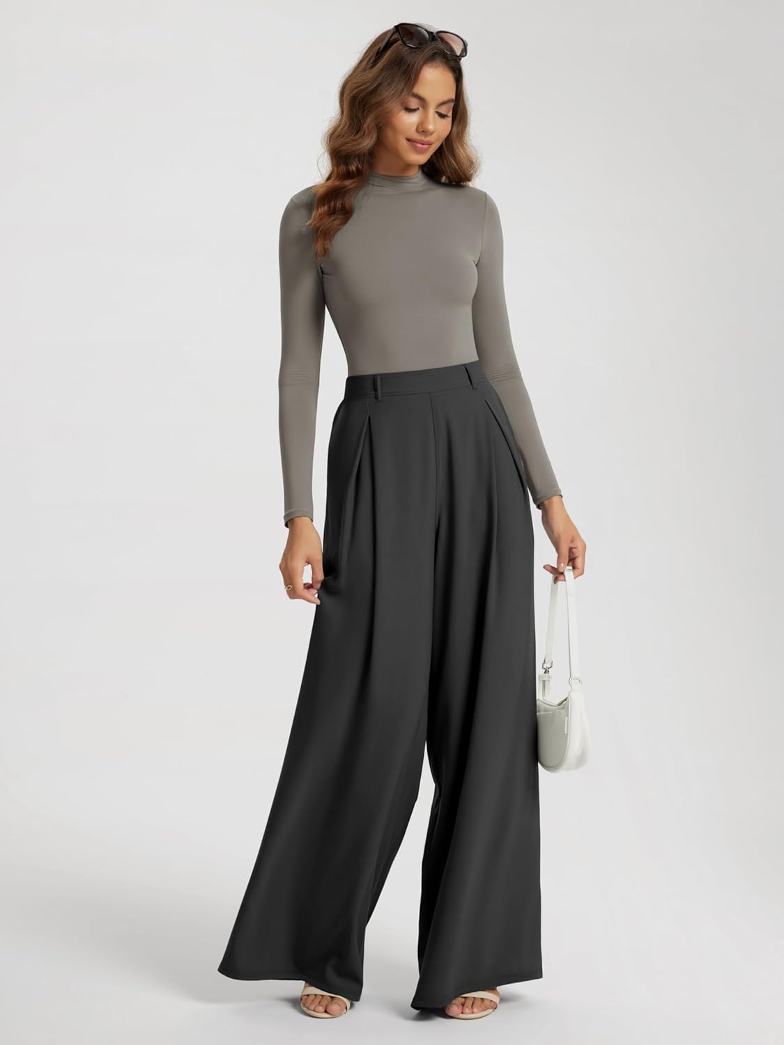 ODODOS Women's Double Layer Mock Neck Long Sleeve T-Shirts Ultra-Soft Lightweight Basic Tee Slim Fit Top - Image 5