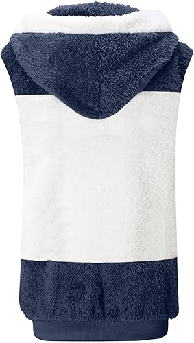 Miniatura 2 de Chaleco mullido de forro polar Sherpa para mujer, con cuello sin mangas, con cremallera, acolchado, con bolsillo