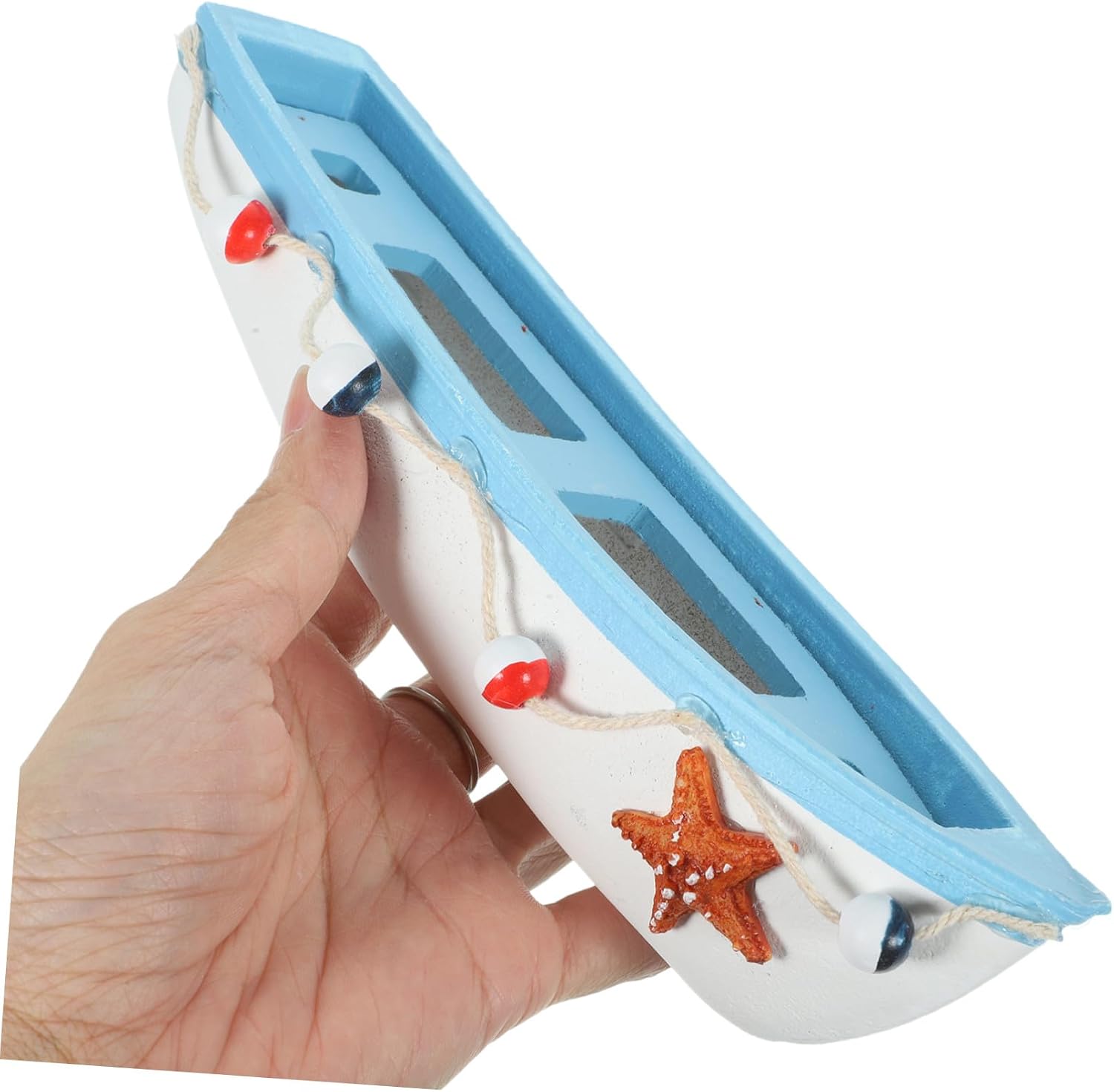 Nautical Wooden Sailing Boat Mediterranean Style Desktop Ornament Toy Boat for Bedroom Living Room