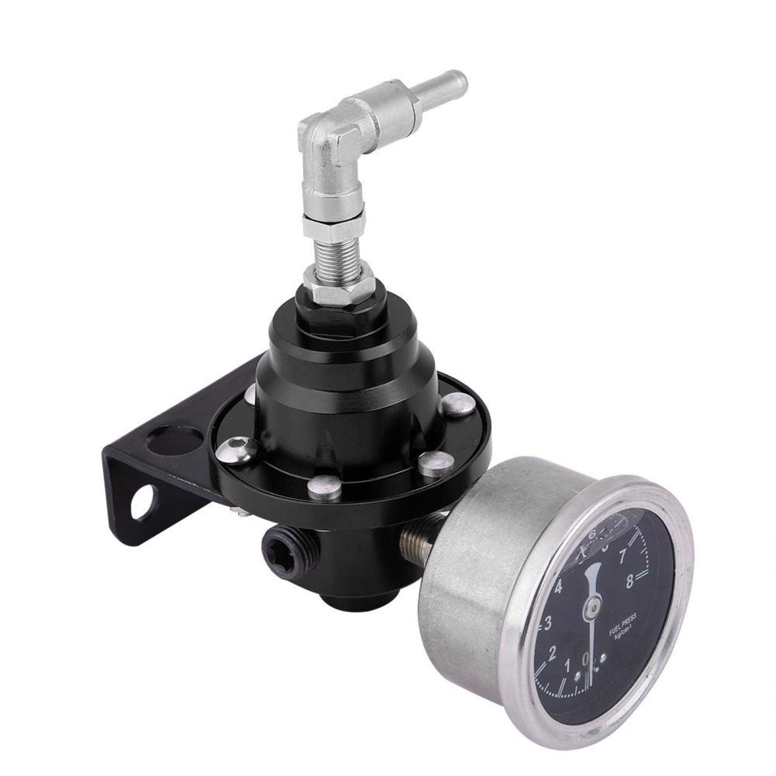Fydun Regolatore Di Pressione Del Carburante Universale, 160psi Regolabile, Kit Con Manometro, In Alluminio Leggero, Migliora L’Efficienza Del Carburante, Compatibile Con Motori Turbo(Nero)