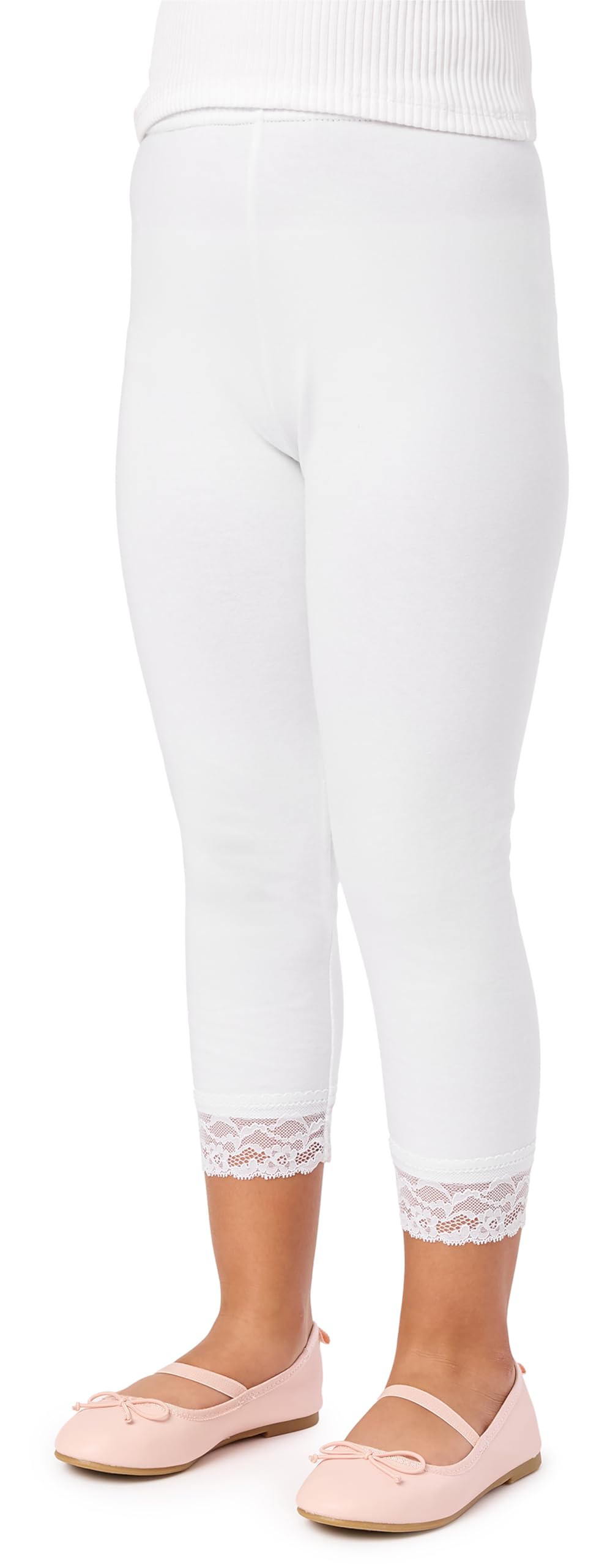 Merry Style 3/4 Leggings Kinder Mädchen aus Baumwolle Einfarbig Kurze Leggings Mädchen bequeme Sommerhose mit Spitze MS10-228