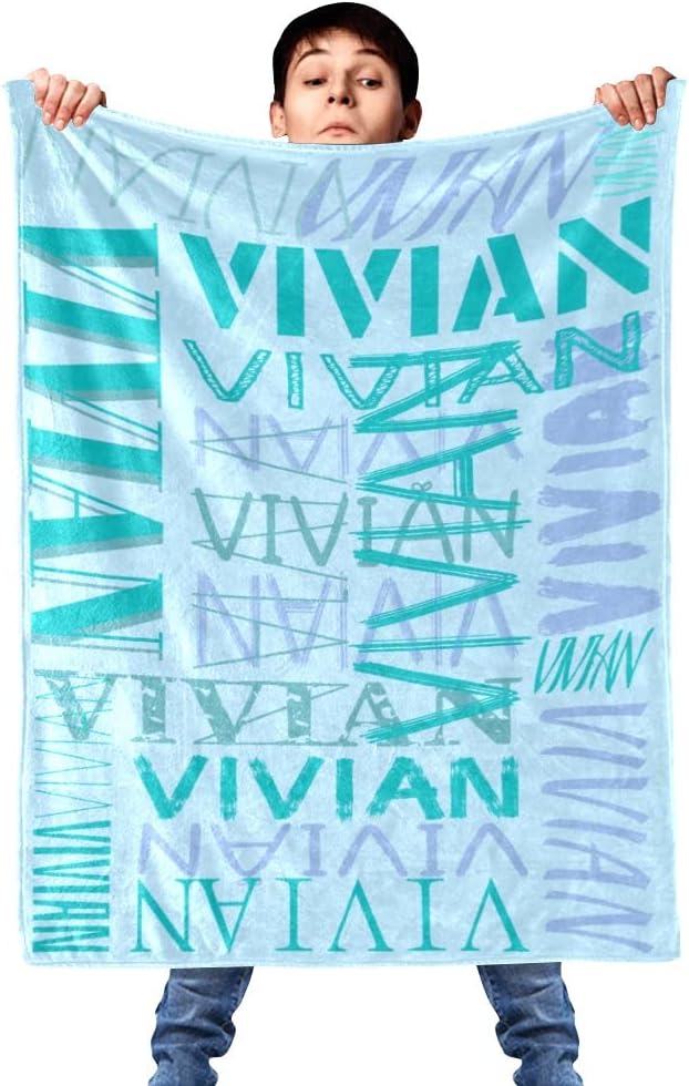 Customized Blanket with Text Custom Blanket Personalized Flannel Throw Blankets for Adult Kid Birthday Christmas Halloween Mothers Fathers Valentines Day Gift (Blue 1, 60"x80")