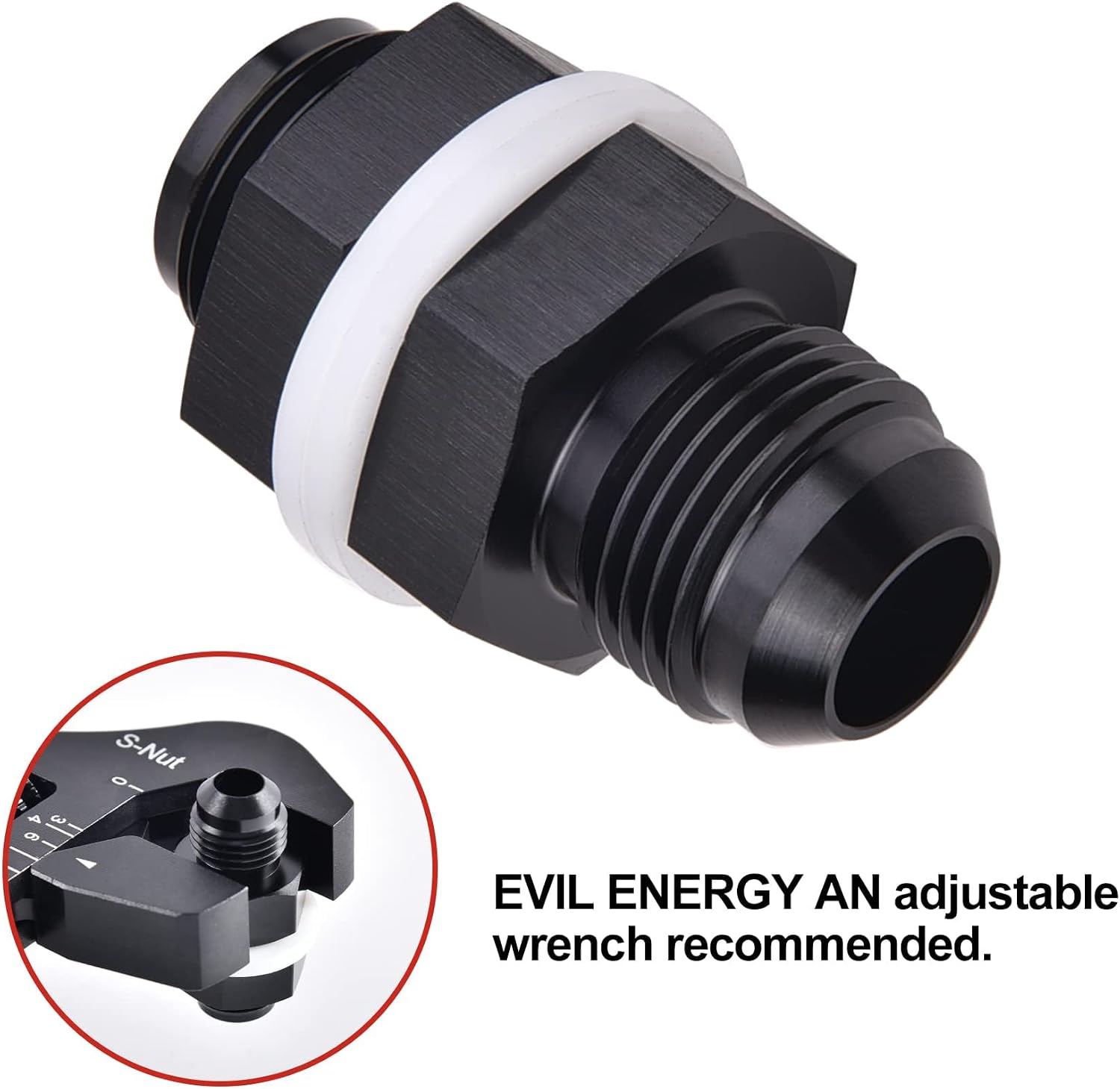EVIL ENERGY Male 16AN Bulkhead Fuel Cell Fitting Adapter Aluminum Straight
