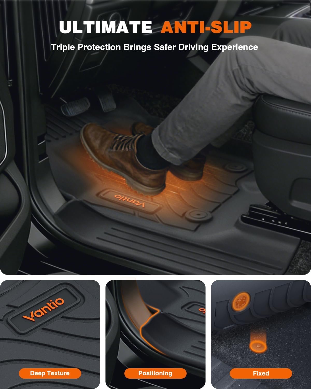 Custom Fit Floor Mats for Toyota Tacoma 2016-2023 Double Cab (Only for Automatic), 3 th Gen Anti-Slip All Weather TPE Car Liners for Tacoma SR/SR5/TRD/Limited/Trail Front&Rear 2 Row Car Mats
