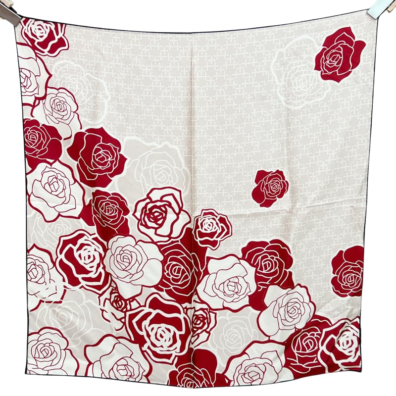 Women's 100% Mulberry Silk Square Scarf, 27 inches, Double-Sided Prints, Headscarf with Gift Box