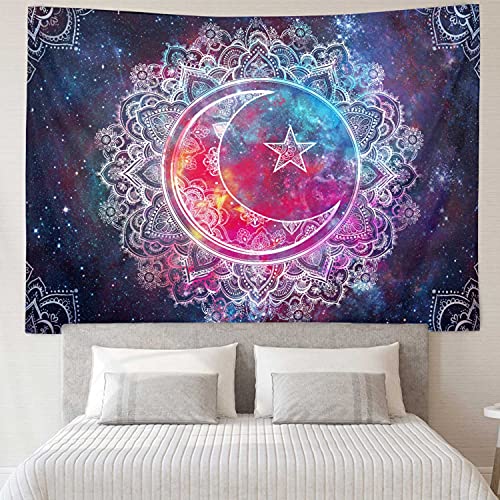Rosielily Moon And Star Tapestry Celestial Tapestry Starry Night Tapestry, Galaxy Mandala Tapestry Wall Hanging, Sun Moon Boho Psychedelic Wall Tapestry For Girls Bedroom Room Dorm, 59" X 79" Inches #TOP1
