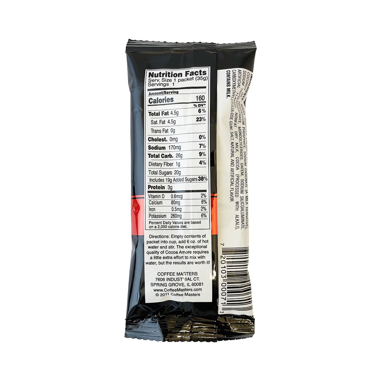 Cocoa Amore Supreme Gourmet Cocoa 50 Packets Single Serve 1.25 oz Packets