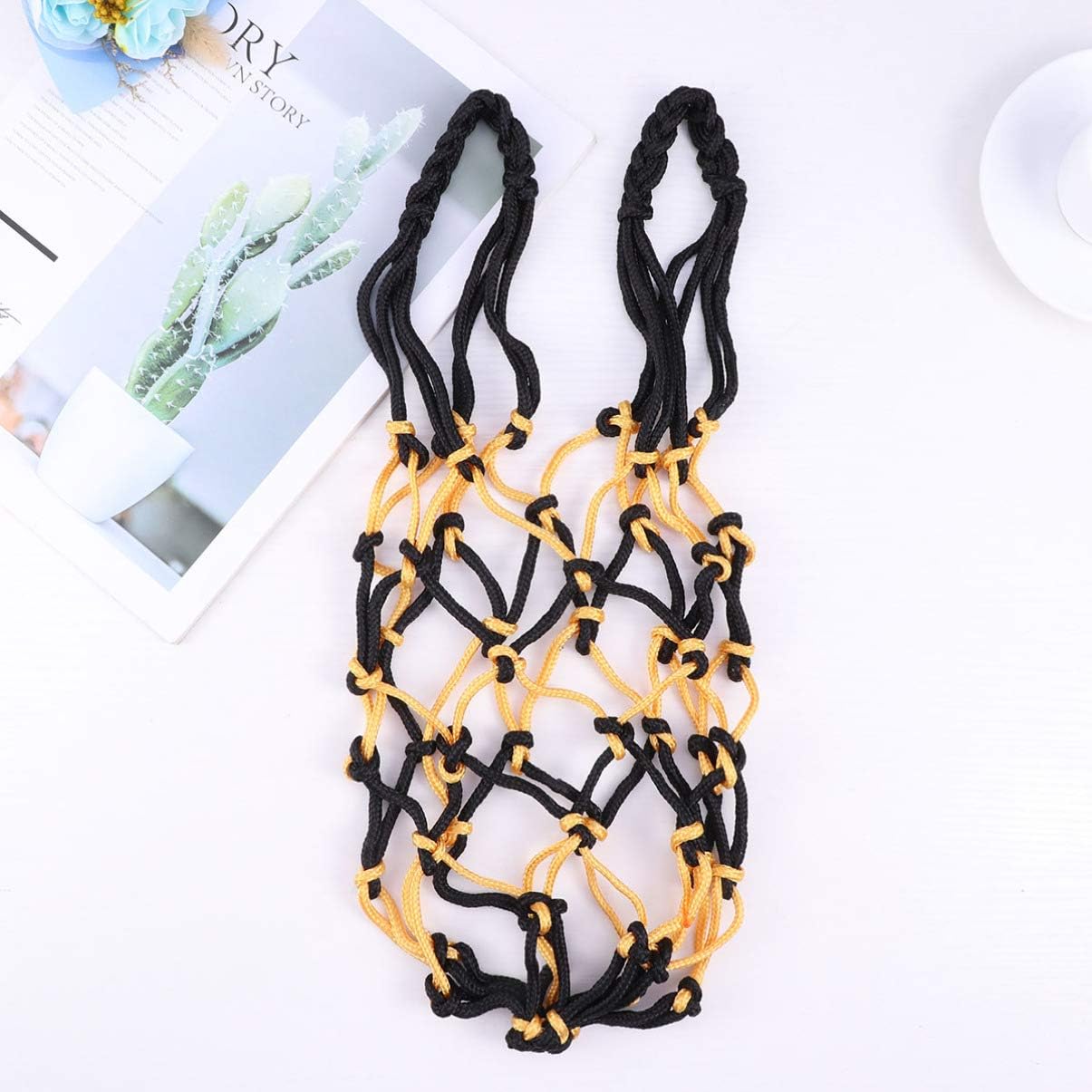 Outanaya 5pcs Heavy Duty Drawstring Mesh Net Bag for Equipment Basketball Sports Storage Organizer
