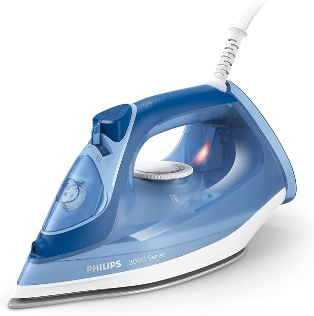 Philips Żelazko parowe 3000 Series DST3031/20 2400 W, stała moc pary 40 g/min, wyrzut pary 180 g, ceramiczna stopka żelazka, pionowa para, niebieskie