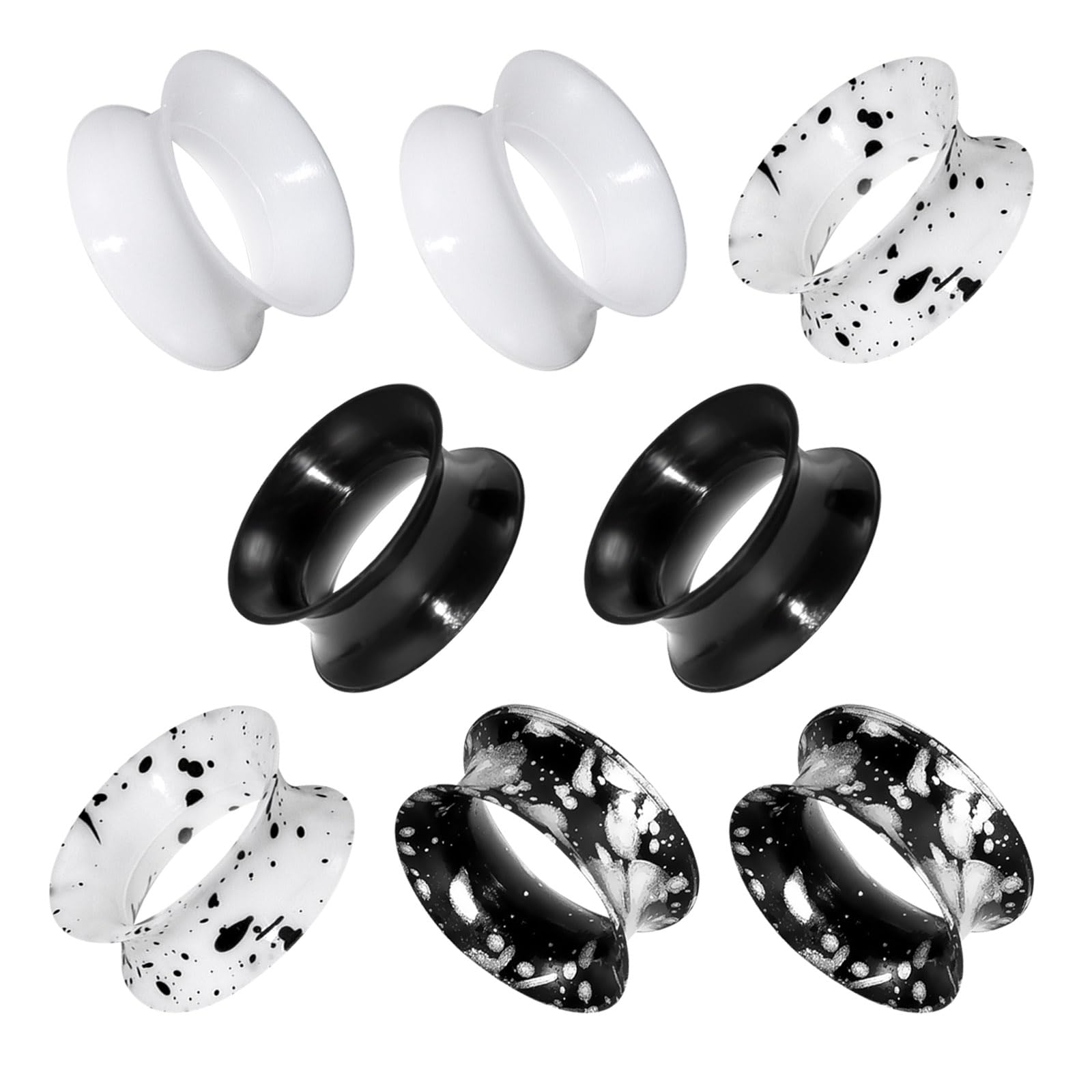 XIMAX 8PCS Ear Gauges Ultra Thin Silicone Flexible Ear Tunnels 6g-1" Plugs Soft Silicone Double Flared Flesh Stretchers Expander Ear Gauges Tunnels