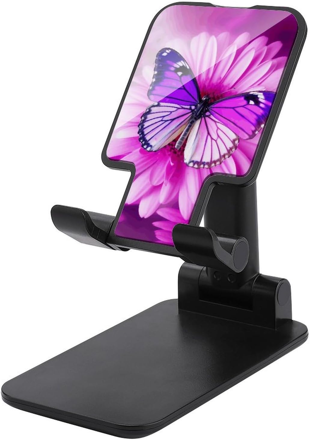 Purple Butterfly And Flower Foldable Phone Stand for Desk Taller Stand