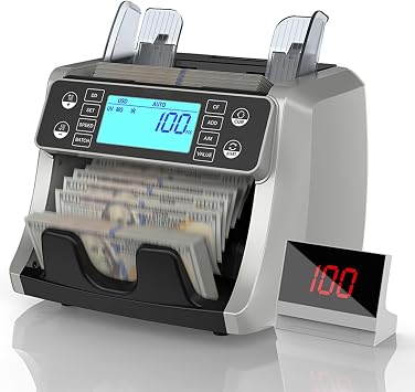 500 Bills LED Money Counter Machine, with LCD Display, 6 Counting Modes, Automatic Start and Stop,  1000 Bills/minute, for US Dollar, Euro, and Other Currencies