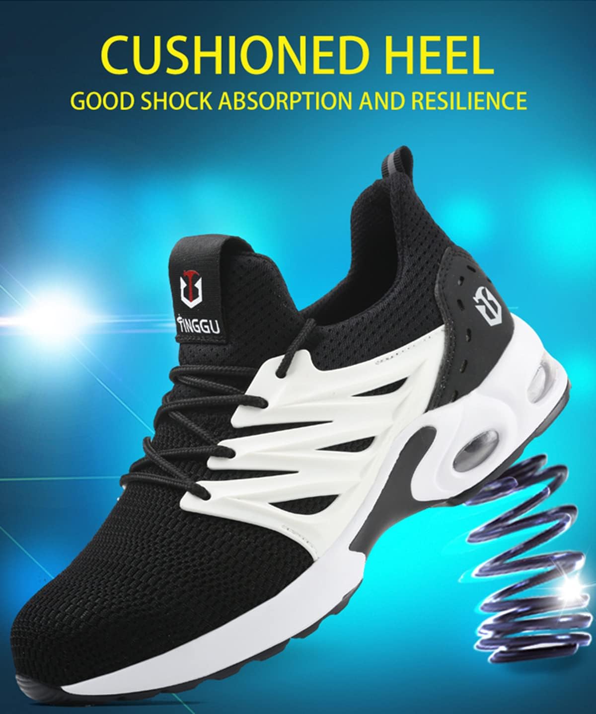 Micoklinlin Steel Toe Shoes for Men Lightweight Air Cushion Work Sneakers Non-Slip Breathable Safety Shoes