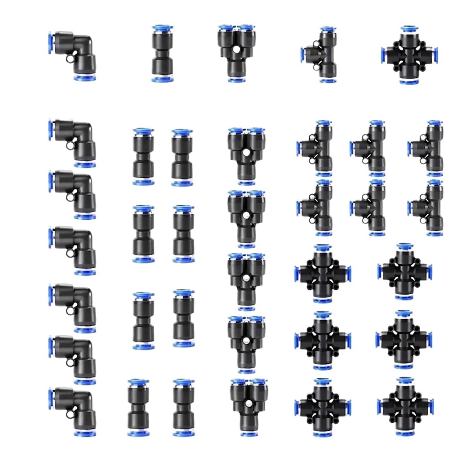 Eyjoutxgg 10Mm 32Pcs Pneumatic Fittings Kit 4Mm 6Mm 8Mm Push To Connect Air Hose Connectors Straight Elbow Tee Y Splitter Quick Release(10Mm)