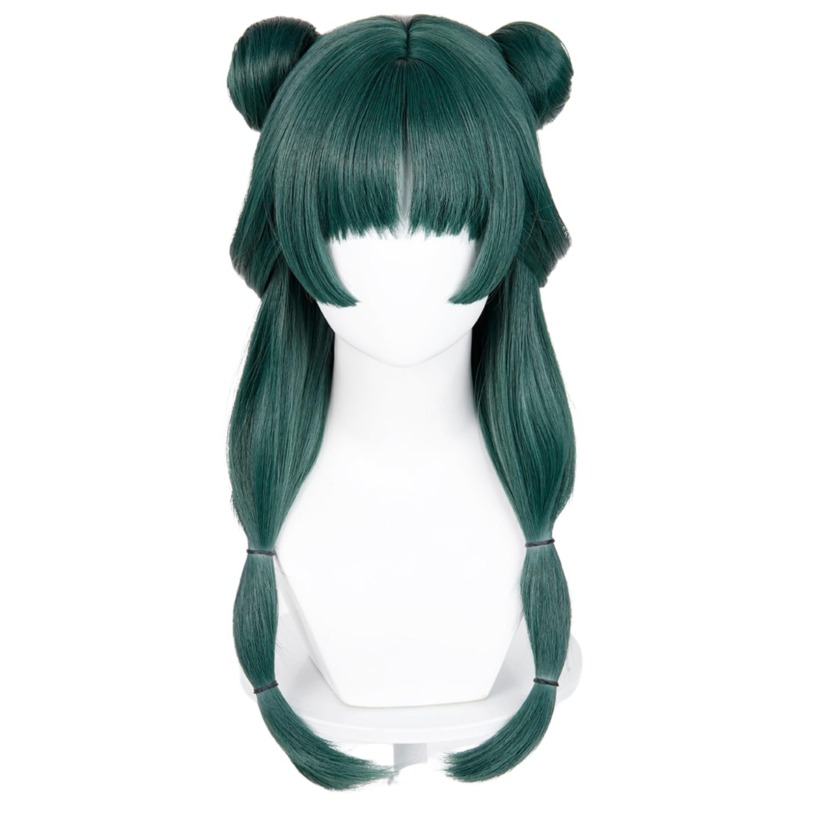 Long Blonde Wig for Misa Amane Cosplay, Long Straight Yellow Cute Kawaii Wig with Bangs + Cap for Halloween Costume: Dark Green+Buns