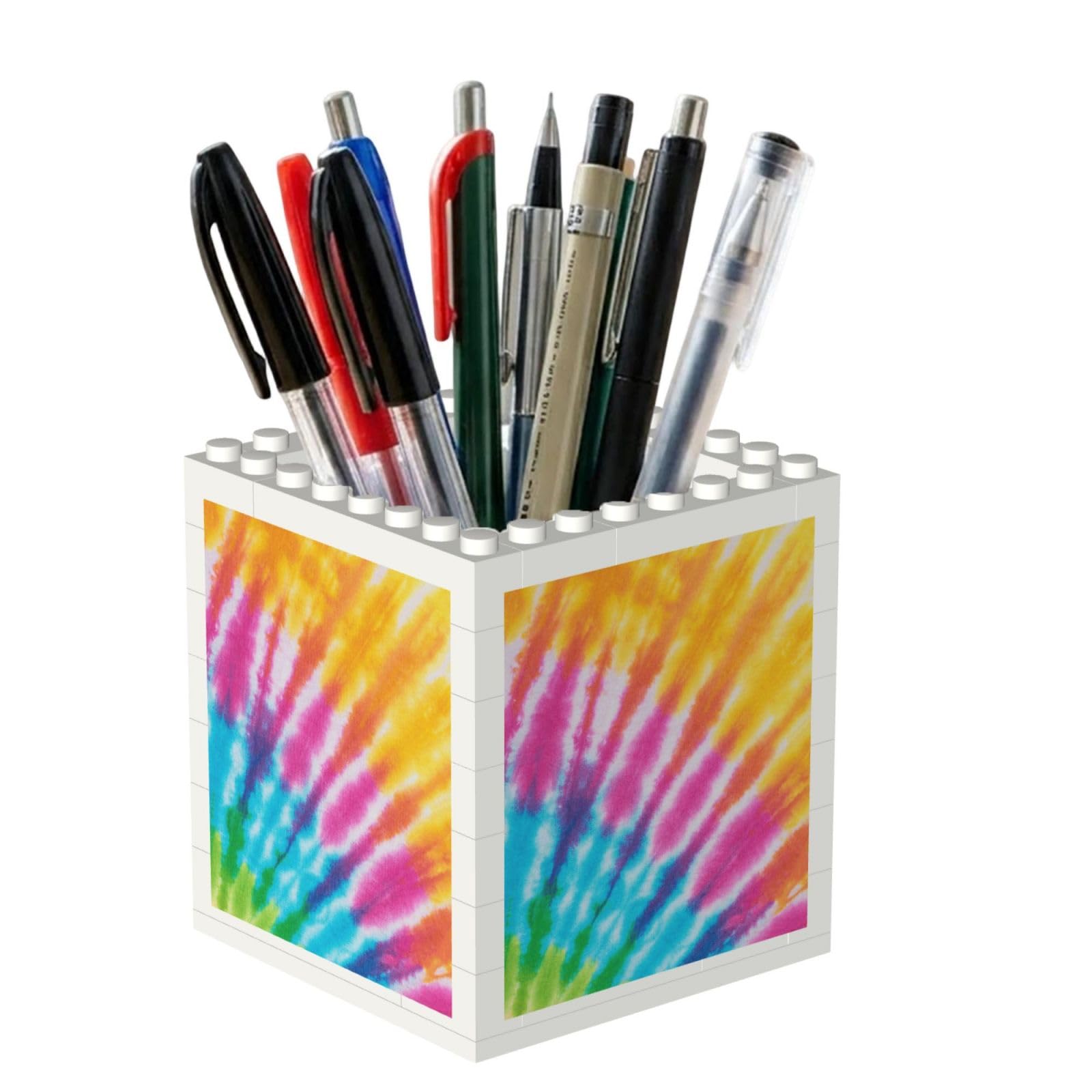 Poadnly Colorful Spiral Tie Dye Rainbow, Pen Pot Pencil Holder for Office Home School, Compact Desk Organiser for Office Stationery