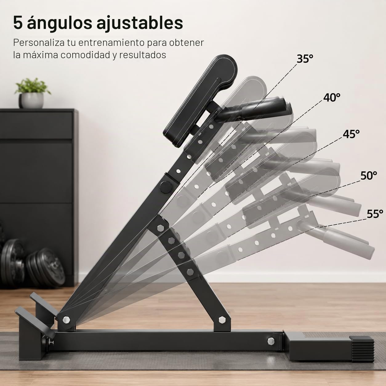 Silla romana para gimnasio en casa, banco de hiperextensión para ejercicio de espalda y abdominales, máquina de rizar piernas ajustable resistente con 5 opciones de altura, capacidad de peso de 330