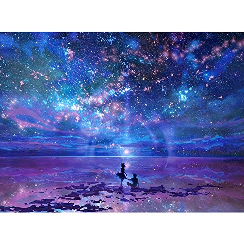 Ccmart 5D-Diamantbild, Malen nach Zahlen, Kristallstrass-Stickerei, Kreuzstich, Kunsthandwerks-Zubehör, Leinwand, Wanddekoration Blue Night Sky