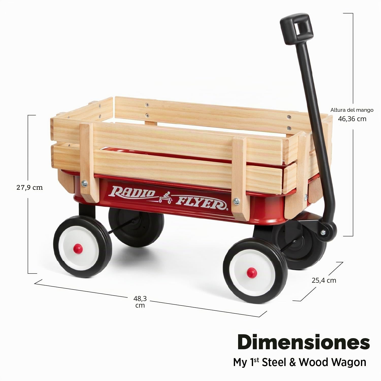 Radio Flyer Mi Primer vagón de Acero y Madera con Osito de Peluche, vagón de Juguete Rojo, para niños de más de 1,5 años