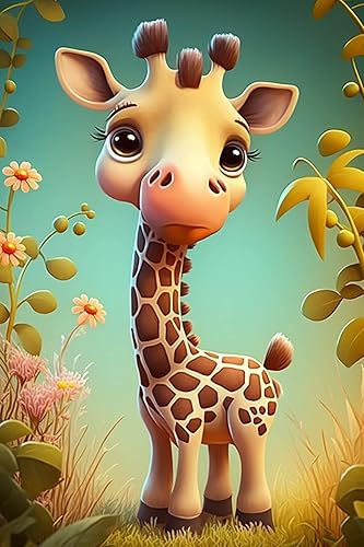 STOJAN Kit de pintura de diamante de jirafa de dibujos animados de selva, pintura de diamante 5D, proceso de pintura digital de diamante redondo,