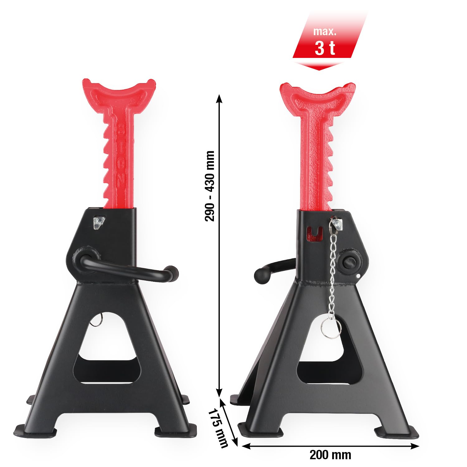KS Tools 160.1250 Performance Stahl-Unterstellbock mit Schnellverstellung, 3000 kg, paarweise