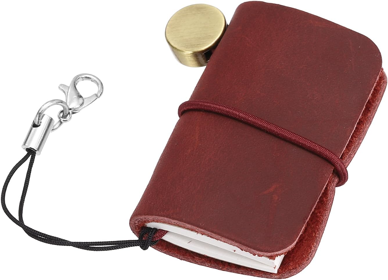 sourcing map Miniature Notebook, 1.9 x 1.3 Vintage Portable Leather Pocket Tiny Notebooks Pocket Journal for Daily Travel Diary Drawing Writing Keychain Gifts, Burgundy