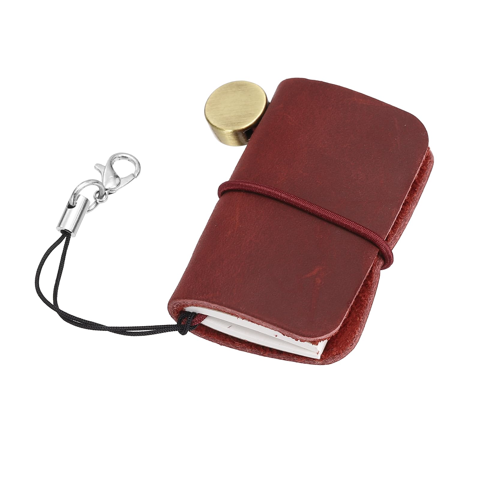 sourcing map Miniature Notebook, 1.9 x 1.3 Vintage Portable Leather Pocket Tiny Notebooks Pocket Journal for Daily Travel Diary Drawing Writing Keychain Gifts, Burgundy