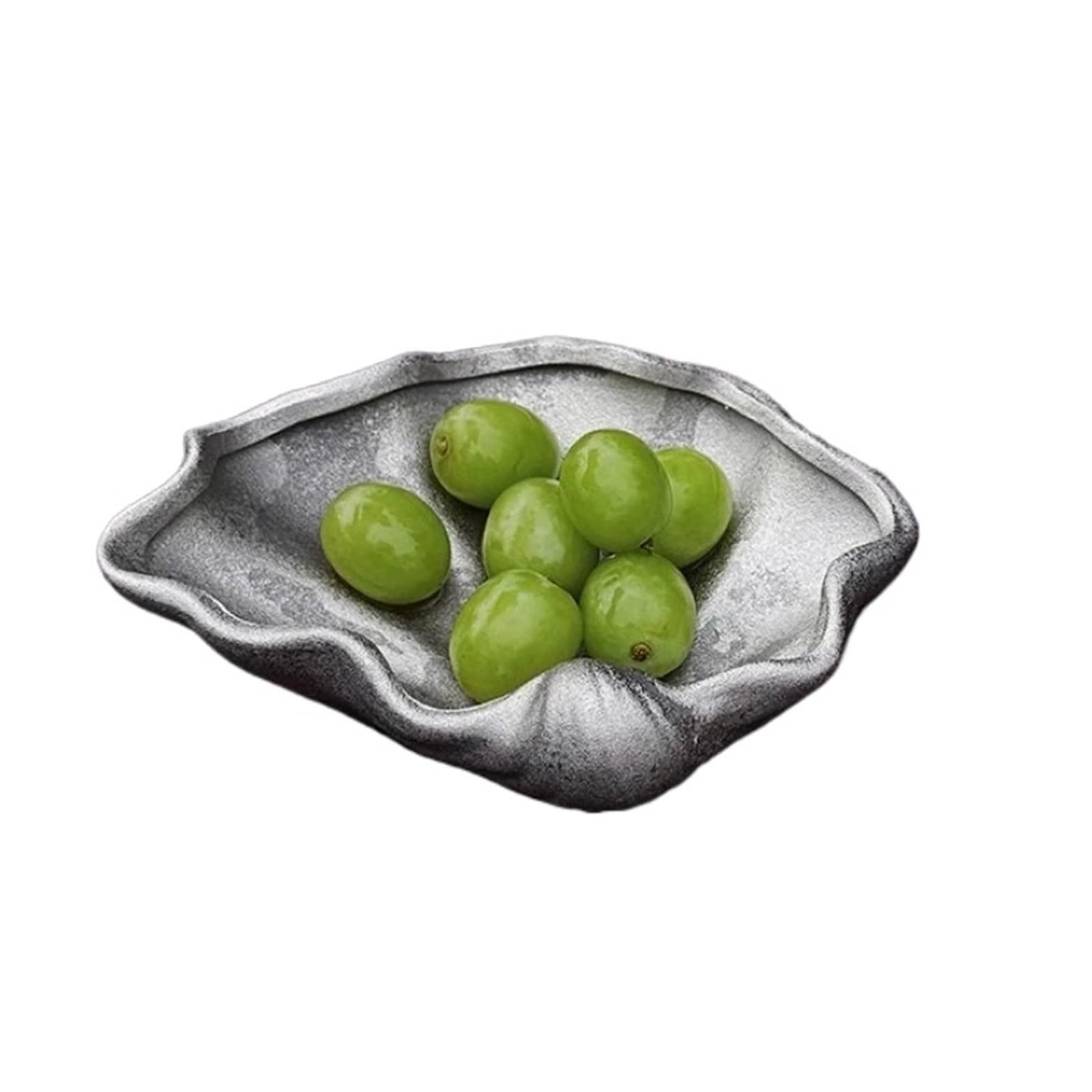 QXBFNDC Ceramic Jewelry Dish Desktop Jewelry Storage Plate Silver Shell Dessert Frosted Ceramic Thread Incense
