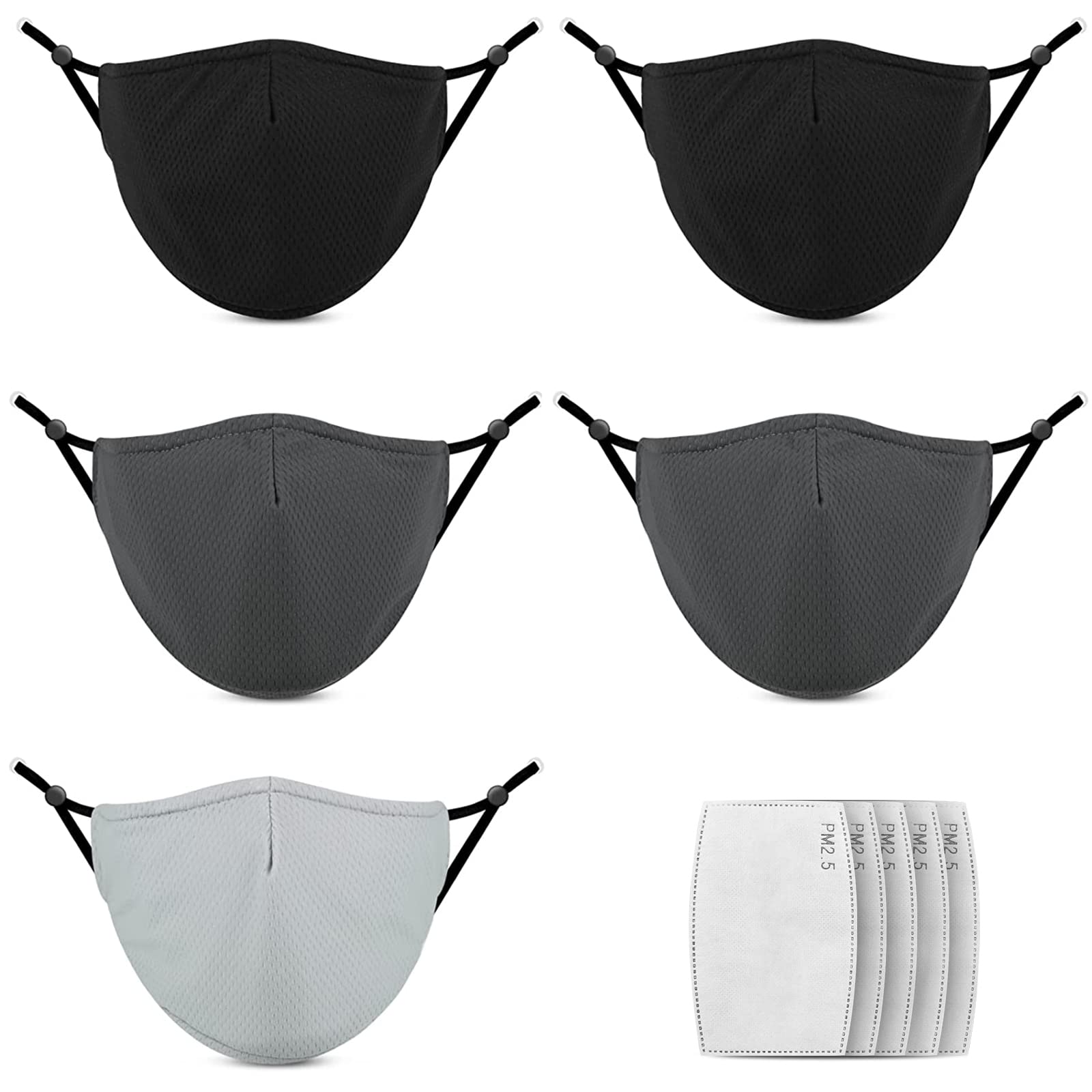 sanatty Cloth Masks for Men Women Washable Reusable Face Masks with Nose Wire and Filters 5 Pack (Pattern26)